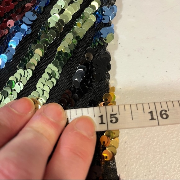 ALCOOLIQUE Sequin Mini Dress Multicolor Rainbow Size 12 Holiday Cocktail Party - Picture 15 of 16